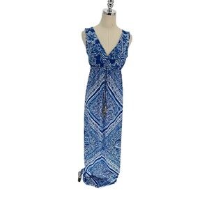 Lilly Pulitzer Miraflora Maxi Dress Size Small Blue Crush Open Water Resort Boho